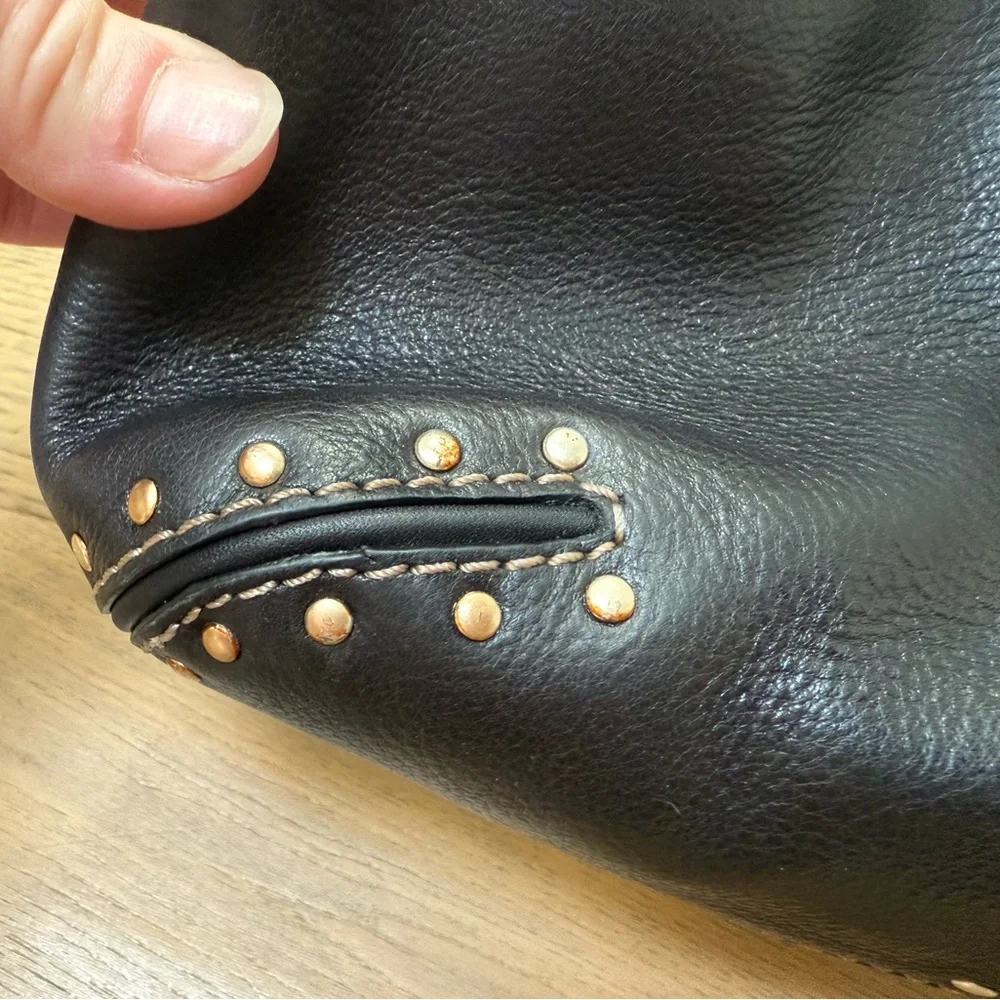 MICHAEL Michael Kors Black Studded Leather Shoulder Bag with Zippered Closure - Picture 15 of 16